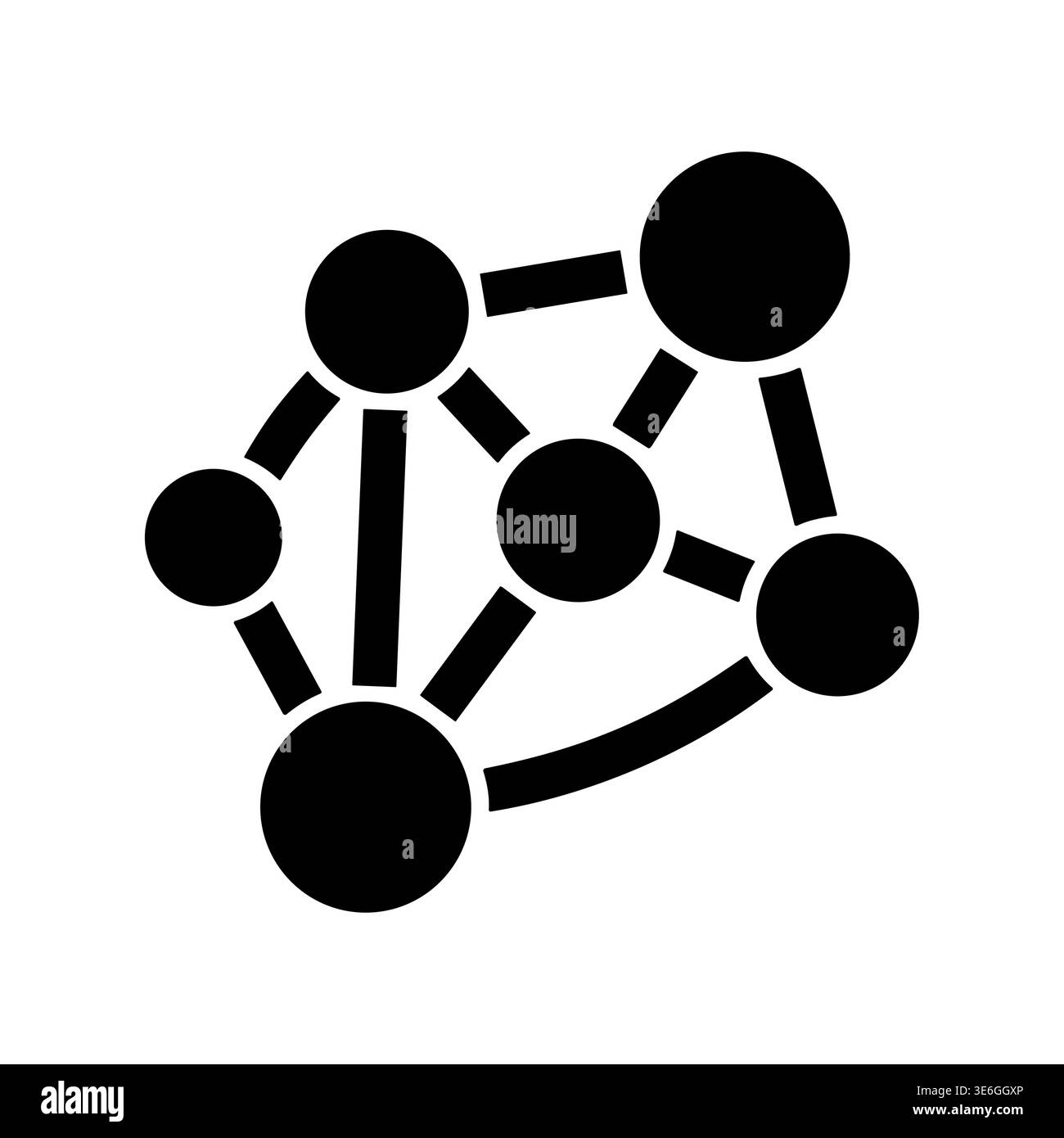 Abstract network connection, molecule structure black glyph vector illustration Stock Vector