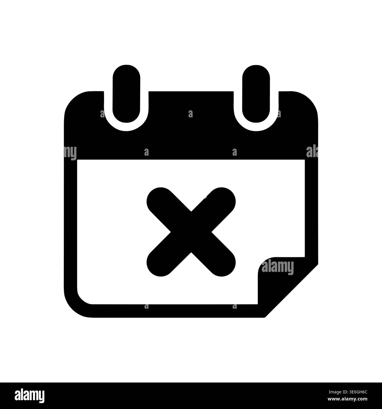Calendar icon with cross mark, appointment cancellation, solid black style Stock Vector