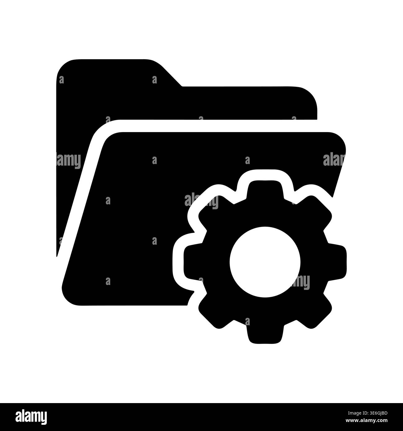 Folder and Gear Symbol Configuration Vector Icon Flat Design Stock Vector