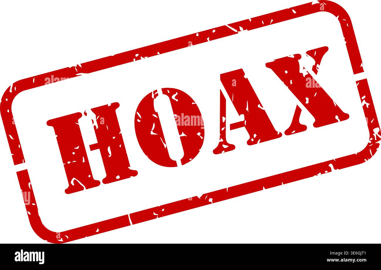 Hoax red rubber stamp with texture vector illustration Stock Vector