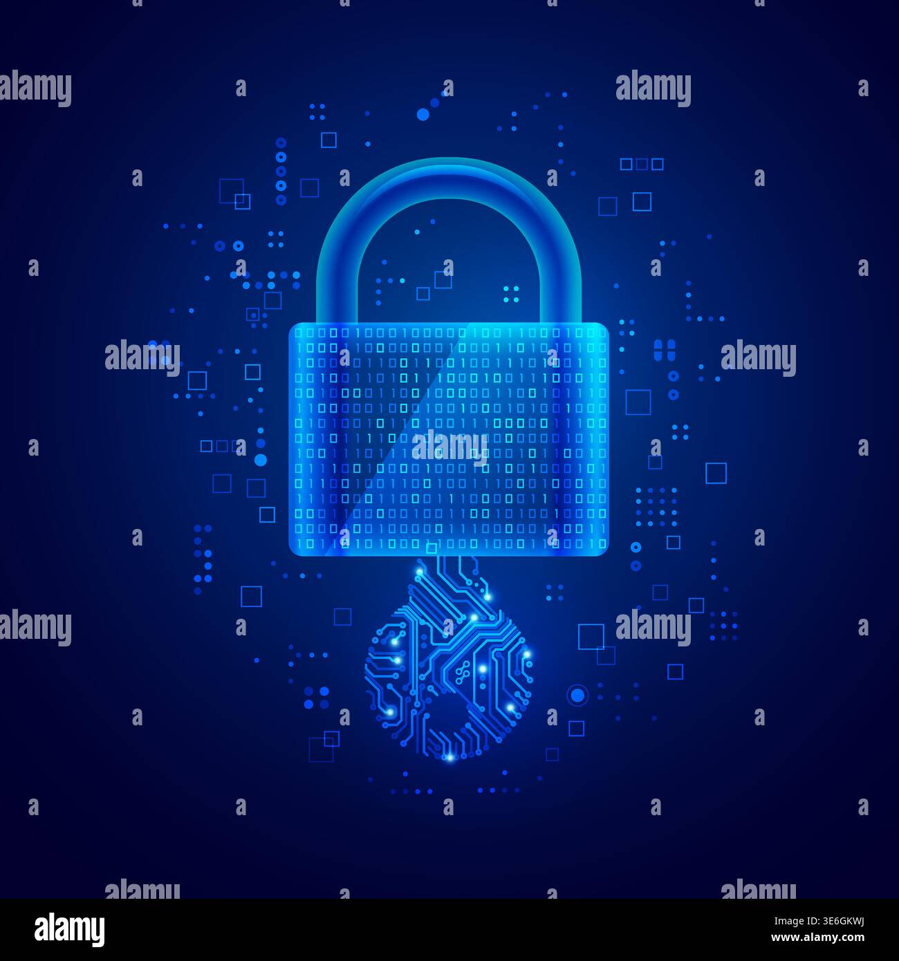 concept of private key in cyber security technology, graphic of lockpad combine with binary code and electronic key Stock Vector