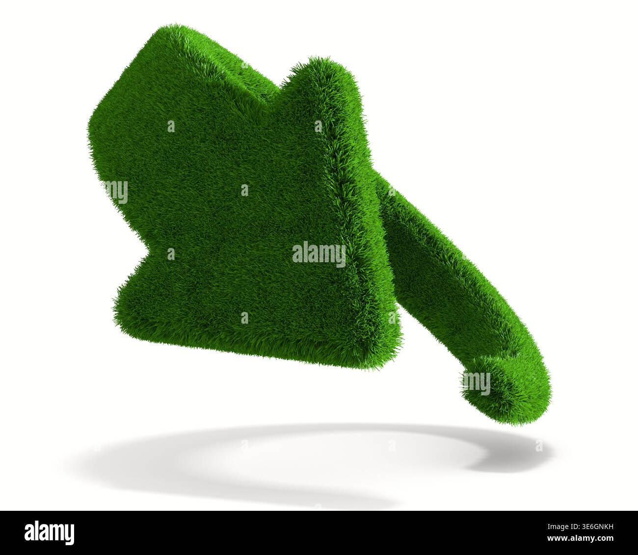 Arrow from grass on white background. Isolated 3D illustration Stock Photo