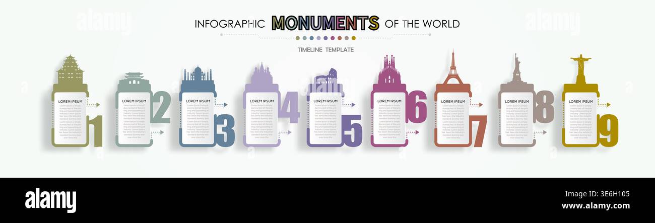 Travel landmark infographic world monument template, Modern ...
