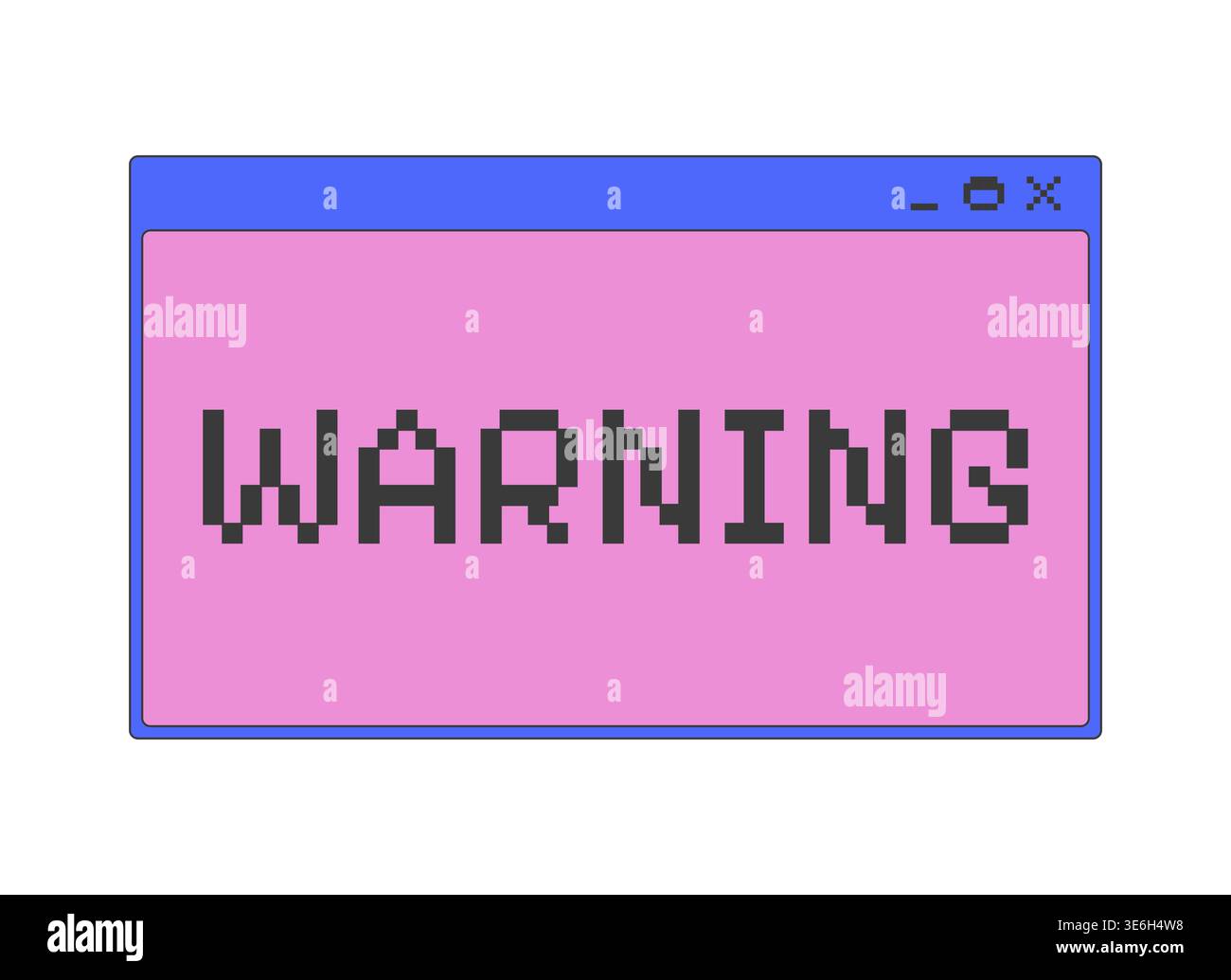 Warning alert pixel art popup window UI overlay Stock Vector
