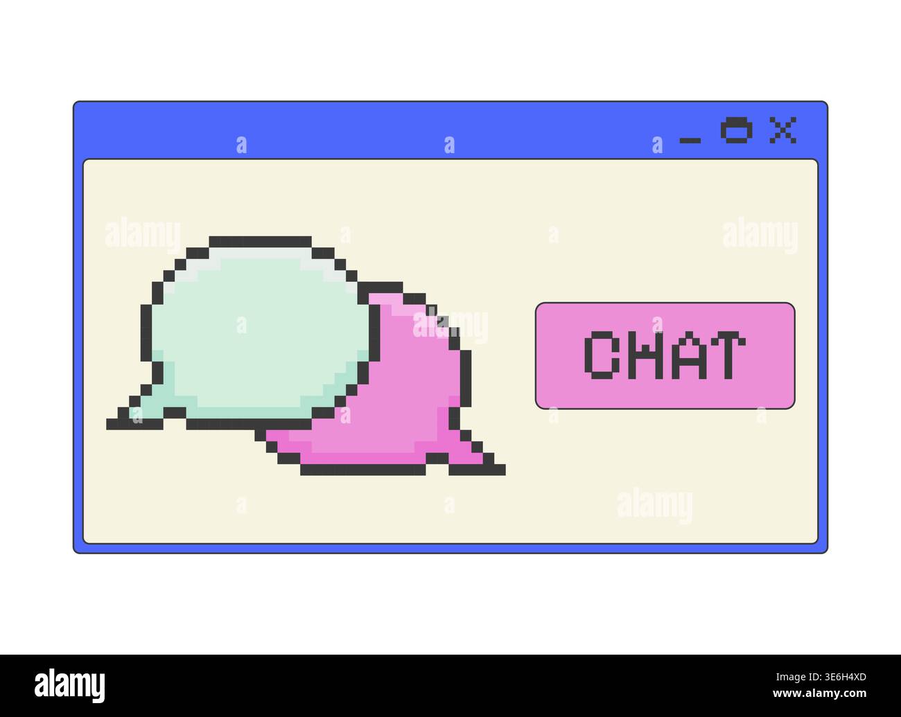 Chat message pixel art popup window UI overlay Stock Vector