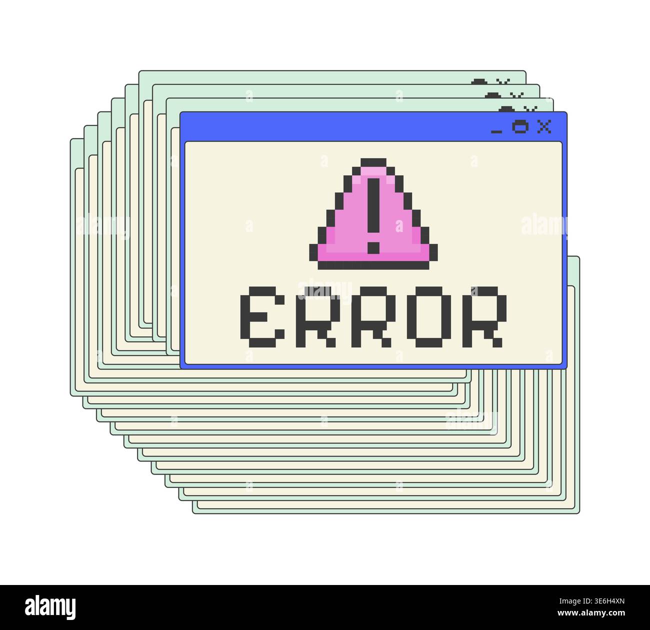 Stacked error pixel art popup windows UI overlay Stock Vector