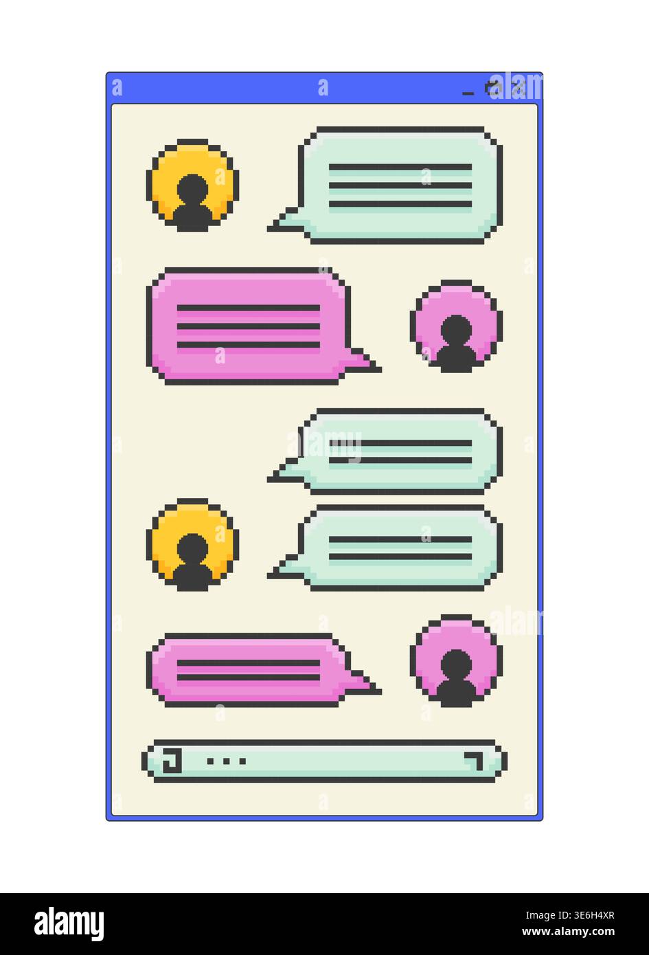 Chat conversation pixel art popup window UI overlay Stock Vector