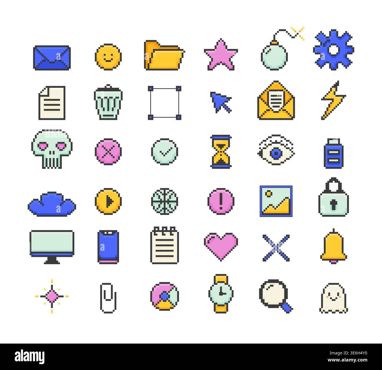 Media communication tools pixel art illustration set Stock Vector