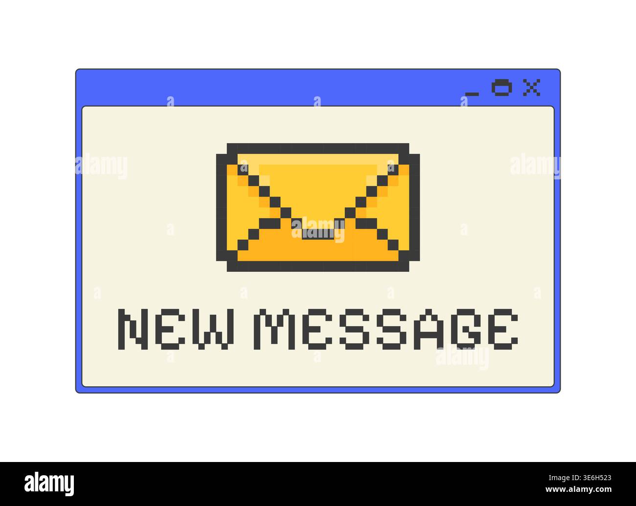 New message notification pixel art popup window UI overlay Stock Vector