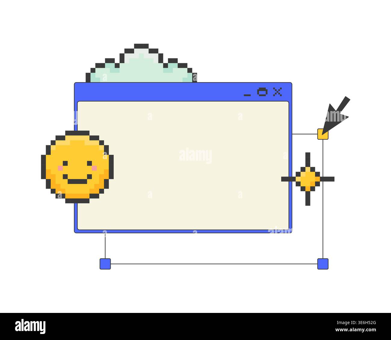 Playful customizable blank pixel art popup window UI overlay Stock ...