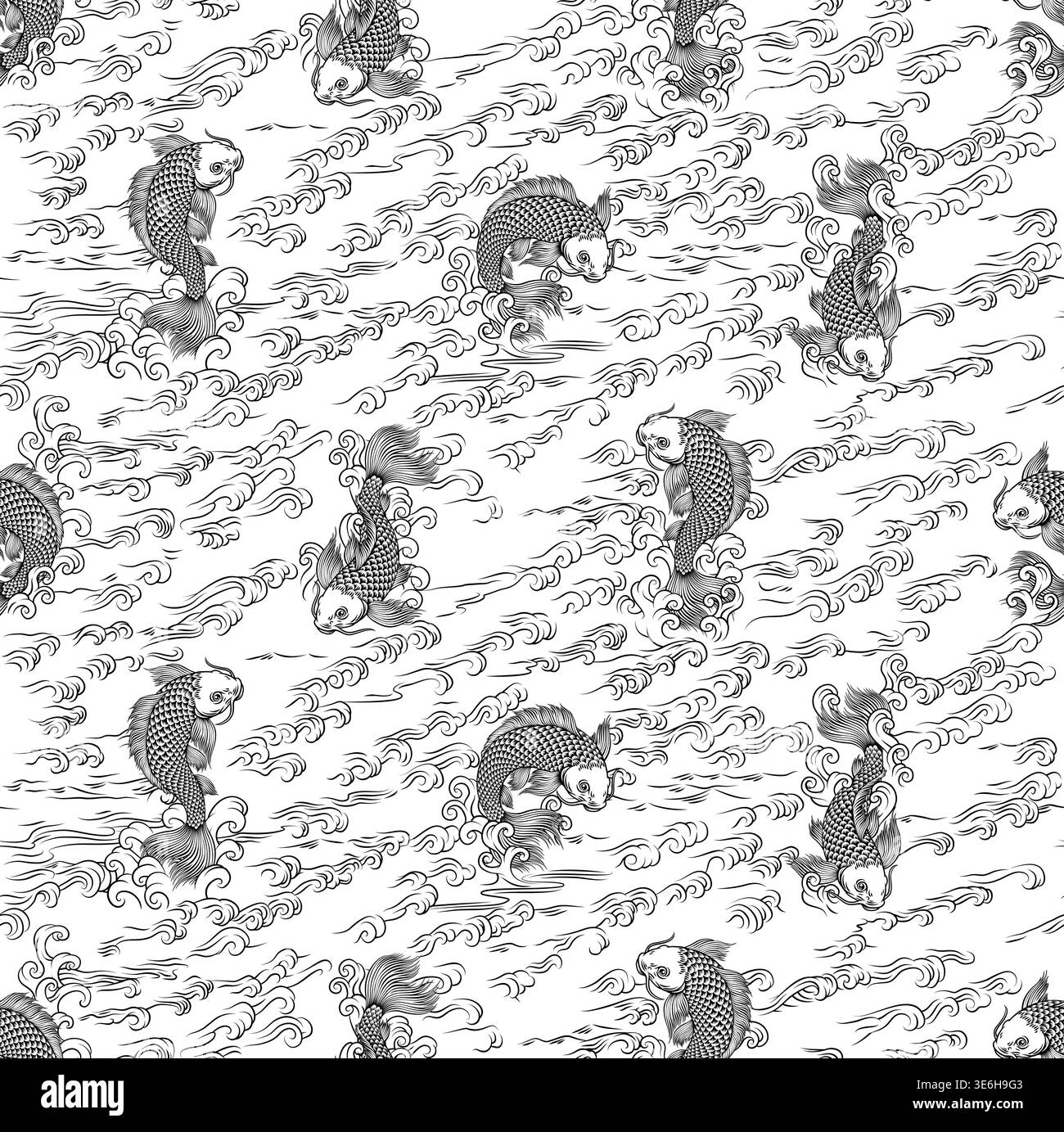 Japanese wave pattern Black and White Stock Photos & Images - Alamy
