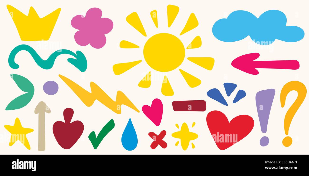 Set of simple elements for decorating diaries Stock Vector