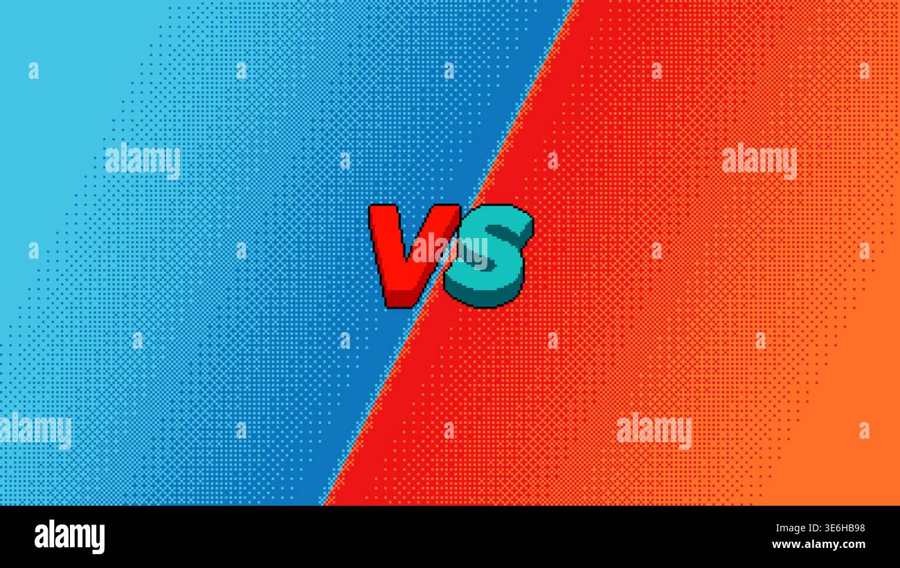 Pixel versus screen with red blue background Stock Vector