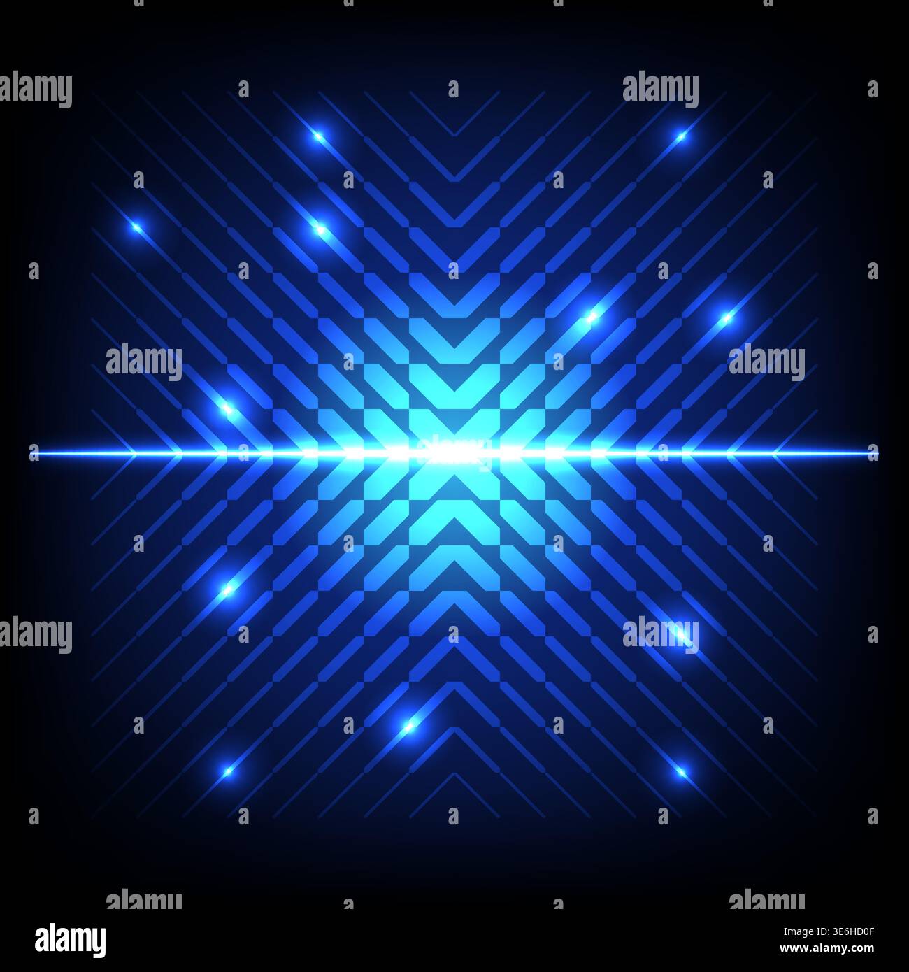 Futuristic technology background featuring glowing geometric patterns, lens flares and digital data aesthetics Stock Vector