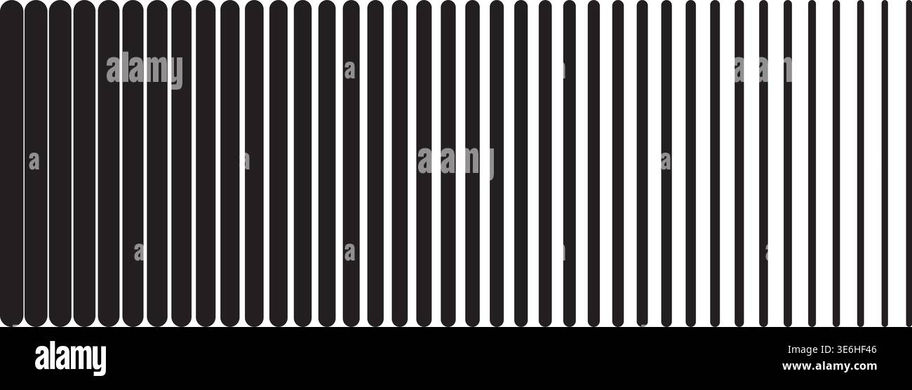 Black straight parallel sticks of different thicknesses. Simple graphic print. Vertical blinds texture. Minimalistic wallpaper. Vector illustration Stock Vector