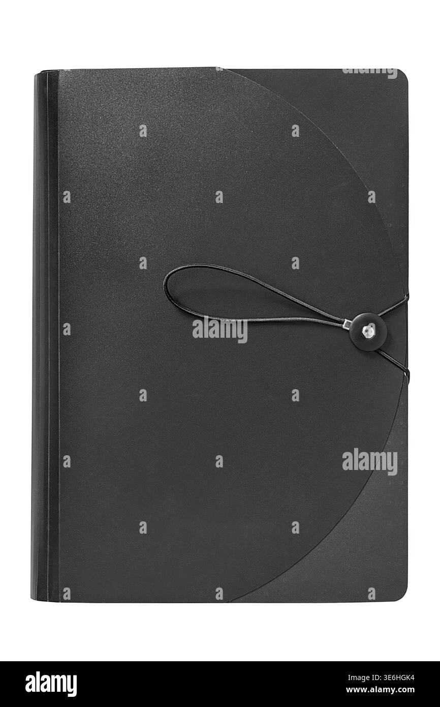 Black string envelope tie file folder isolated on white background Stock Photo