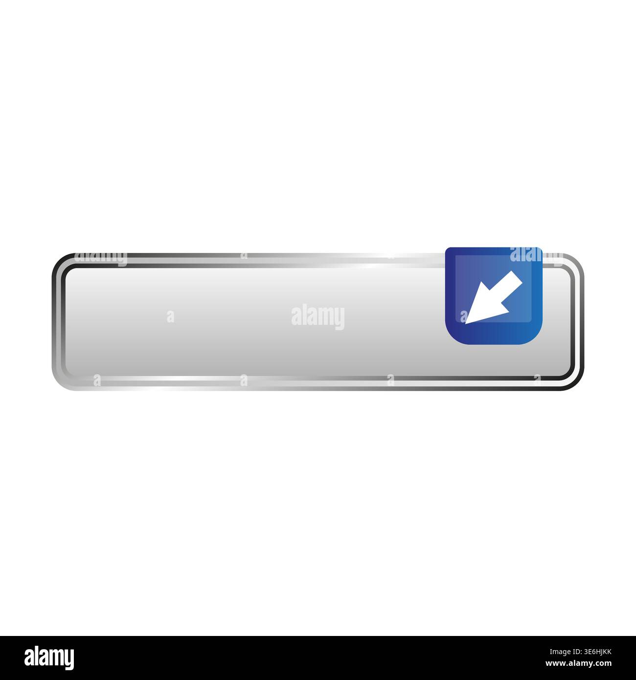 silver arrow button. diagonal left icon. navigation sign vector. movement pointer frame. manual vector only. no autotrace used. eps 10. Stock Vector