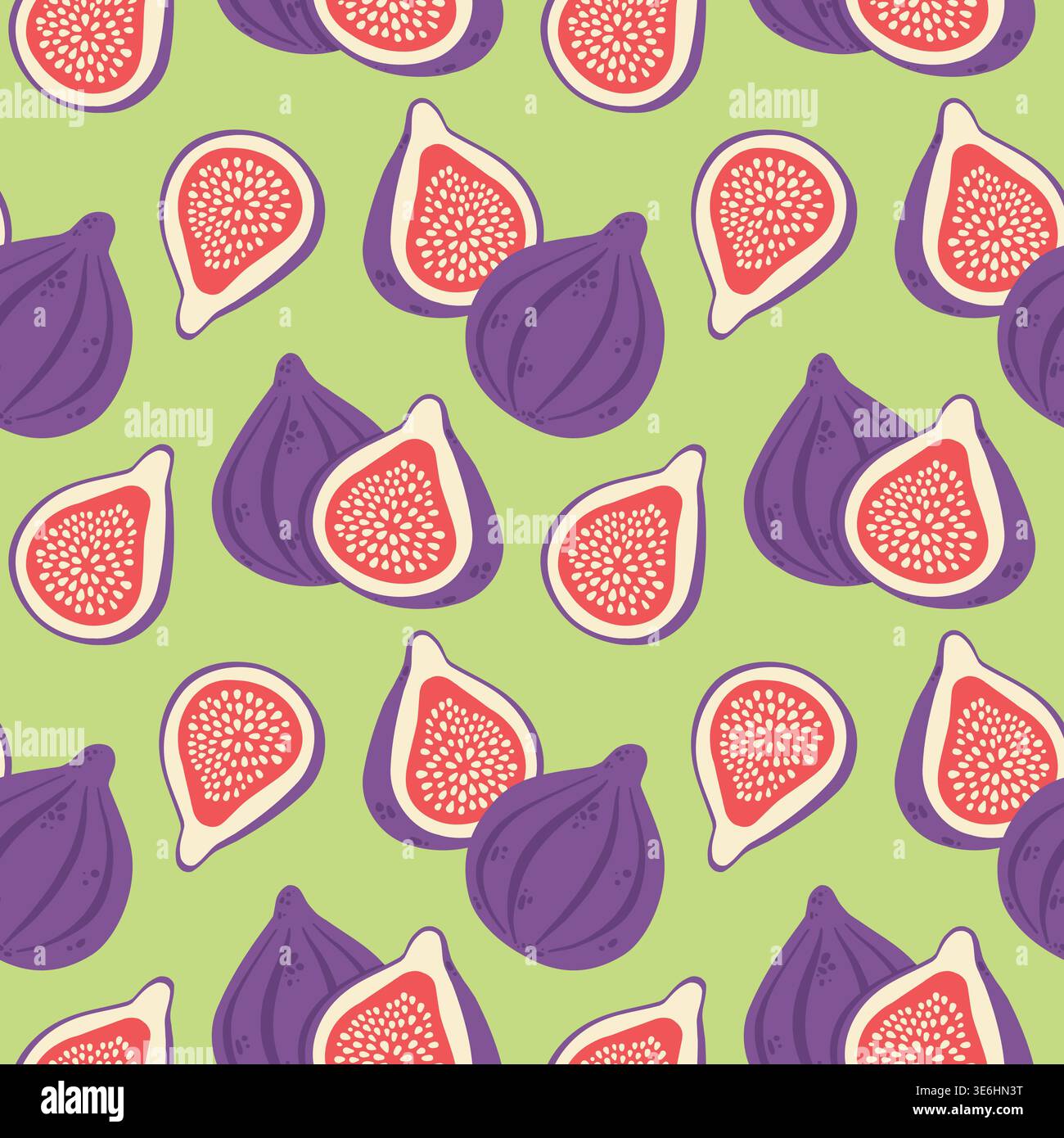 Fig seamless pattern, organic fruit background vector. Stock Vector