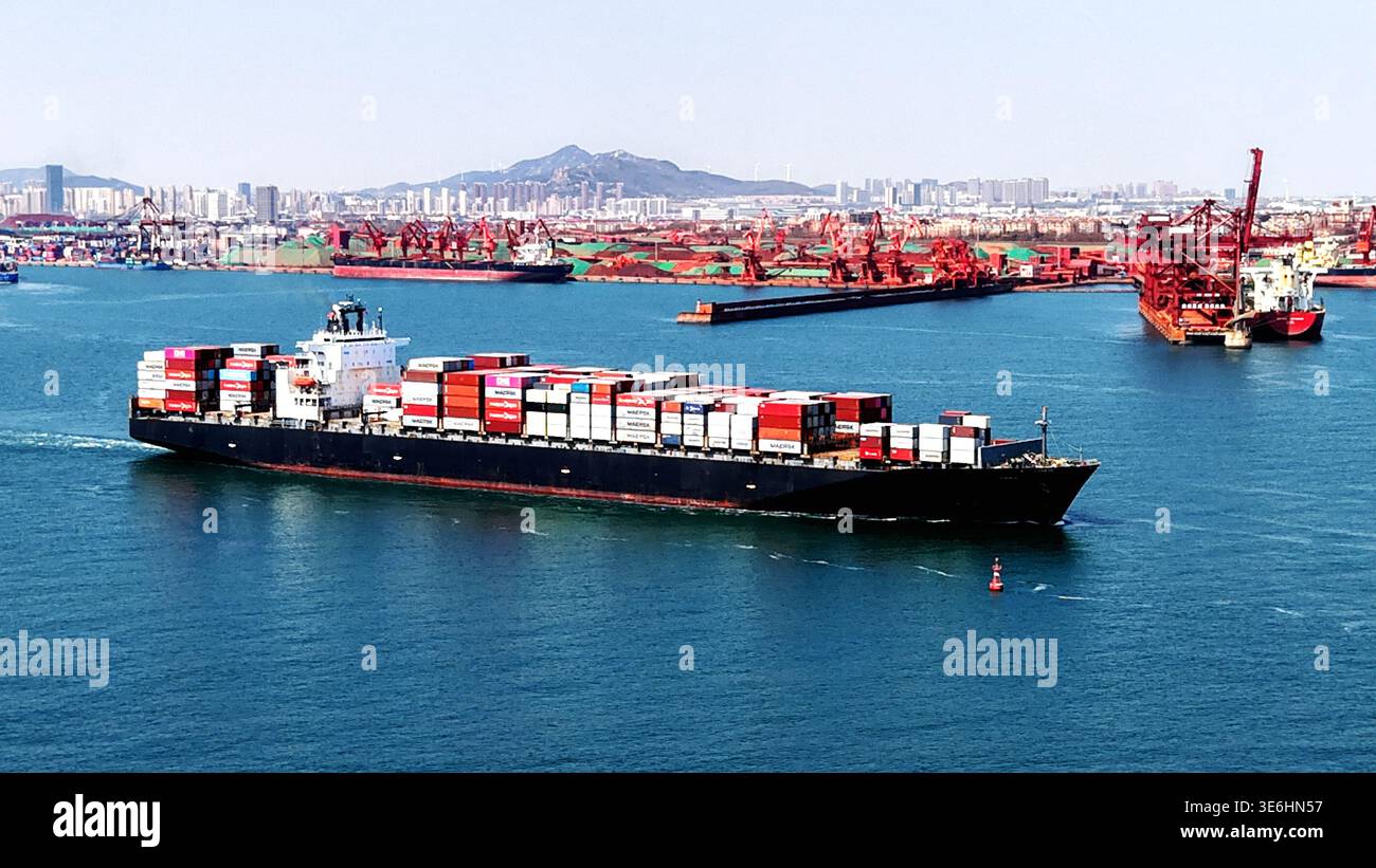 A container terminal at Qingdao Port in east China's Shandong Province ...