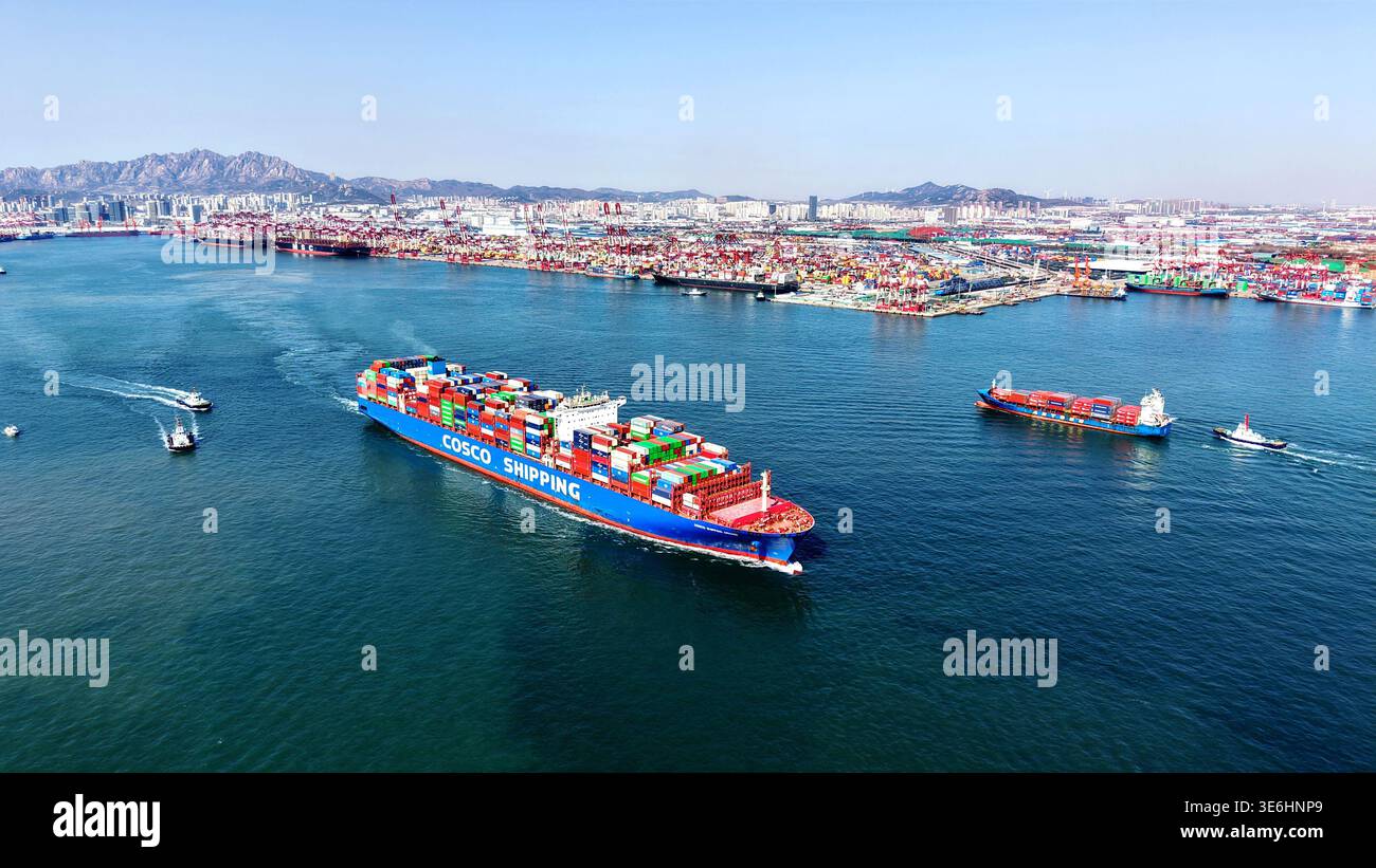 A container terminal at Qingdao Port in east China's Shandong Province ...