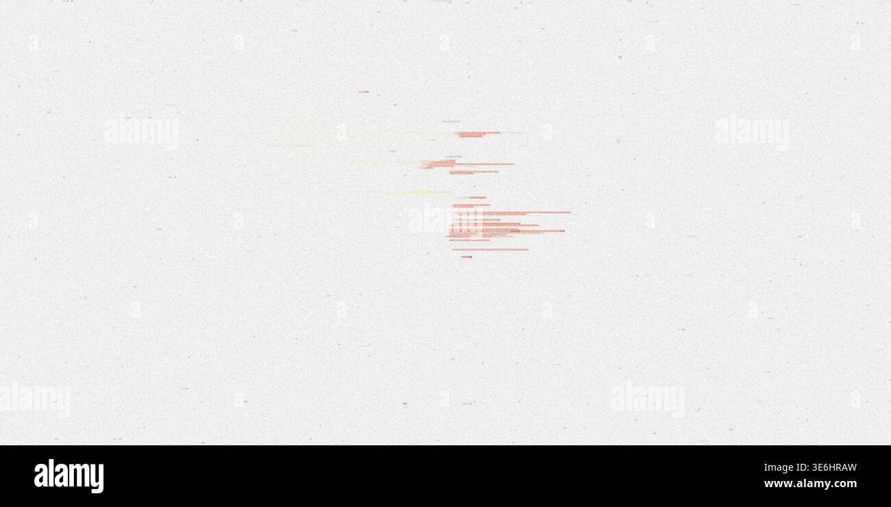 An abstract digital composition featuring concentrated red data lines and glitch artifacts centered on a textured light background. Stock Photo