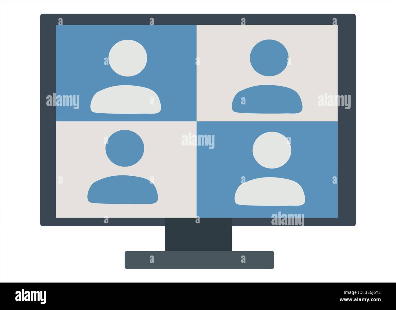 Virtual Meeting Interface on Computer Screen Stock Vector