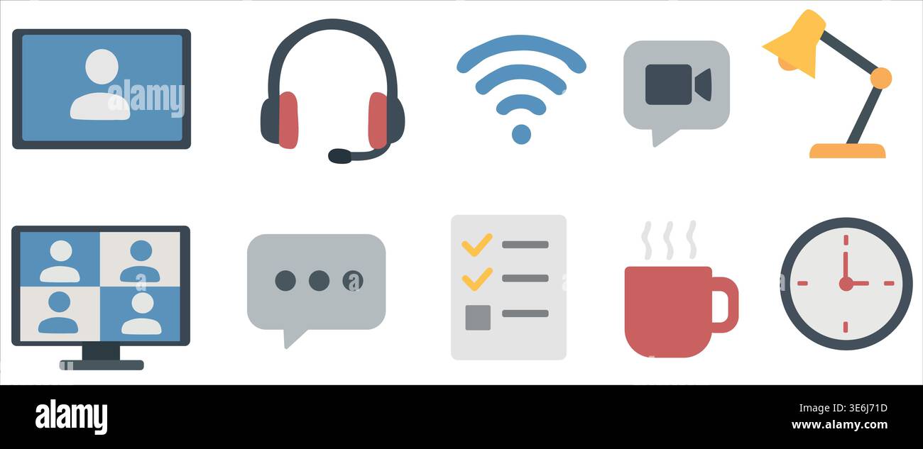 Essential Tools for Remote AI Work and Collaboration Stock Vector