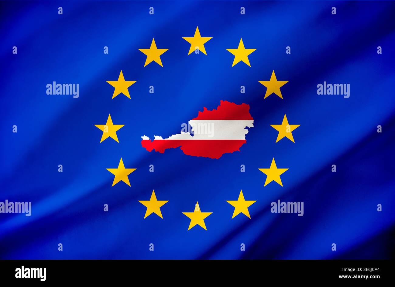 EU flag with Austria silhouette filled with red-white-red colors ...