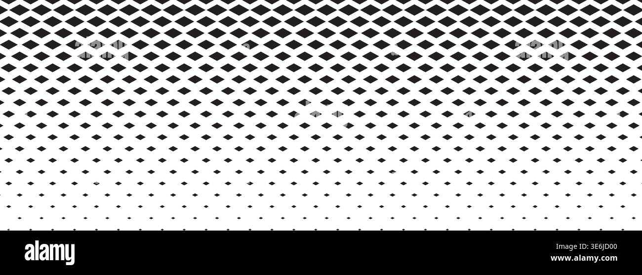 Repeating diamond shapes pattern with faded effect. Black rhombus forms on white background. Simple geometric mosaic texture. Rhombic print Stock Vector
