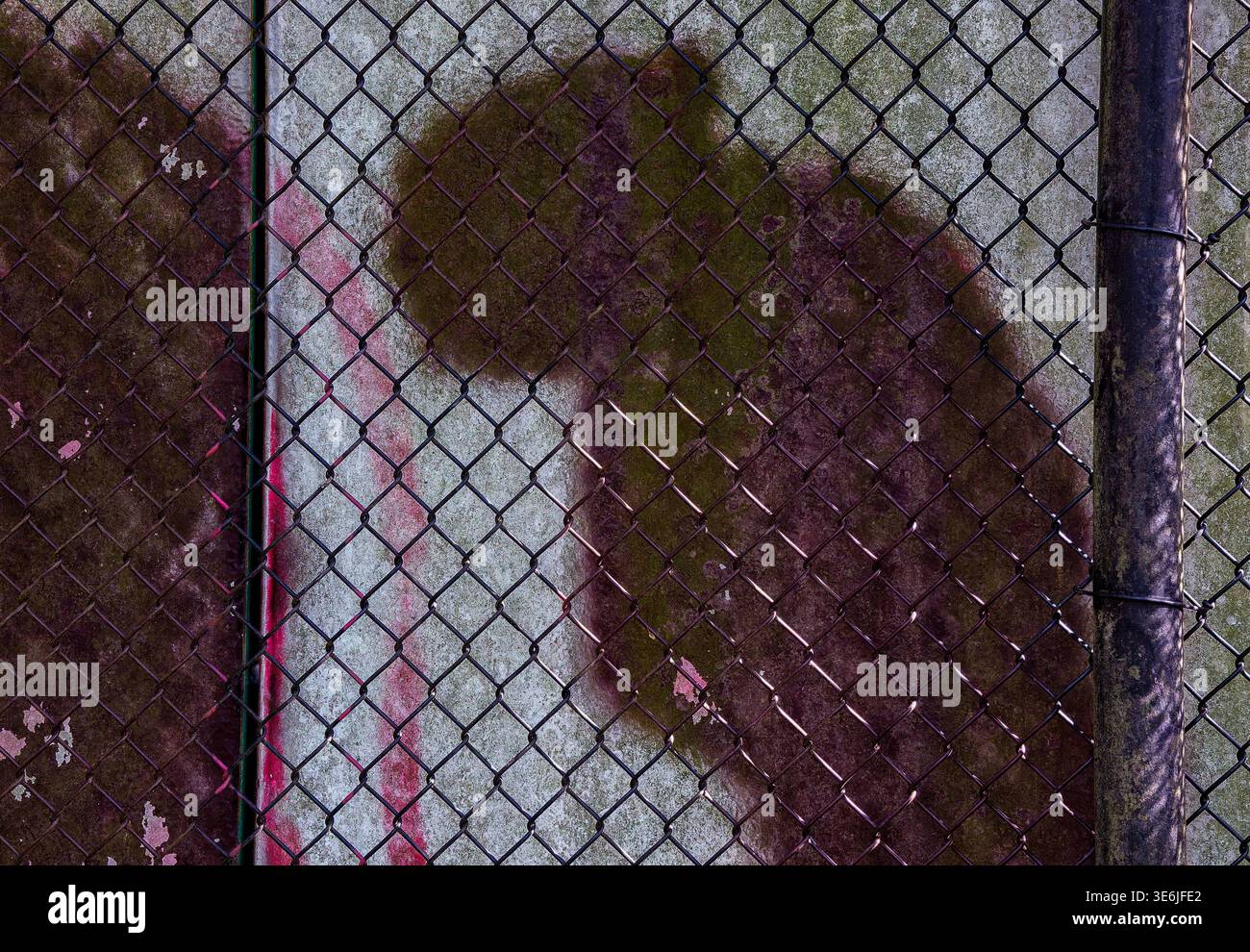 An interlinking diamond shaped metal fence Stock Photo