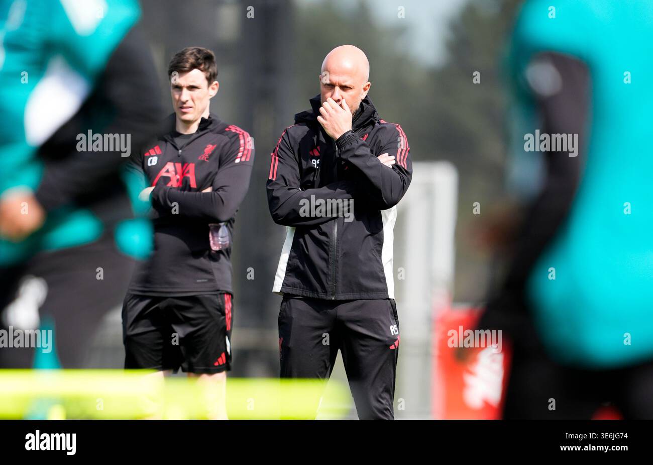 Liverpool manager Arne Slot during a training session at the AXA ...