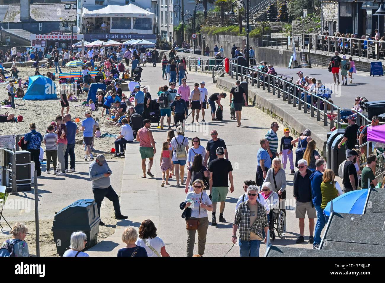 Lyme Regis, Dorset, UK. 7th April 2026. UK Weather. The seafront is ...