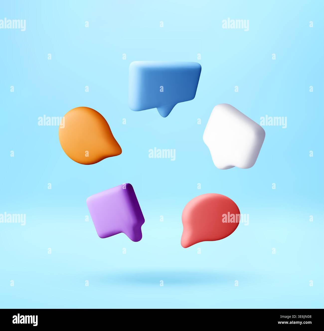 Colorful 3d speech bubbles arranged in a circle. Stock Vector