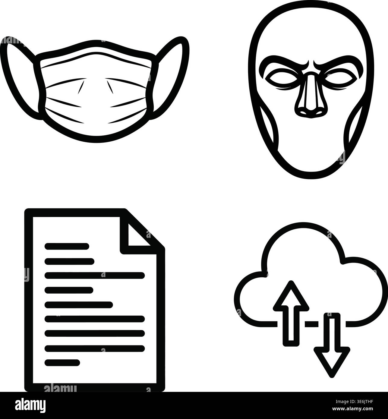 Digital Security and Document Cloud Synchronization Vector Icons Stock Vector