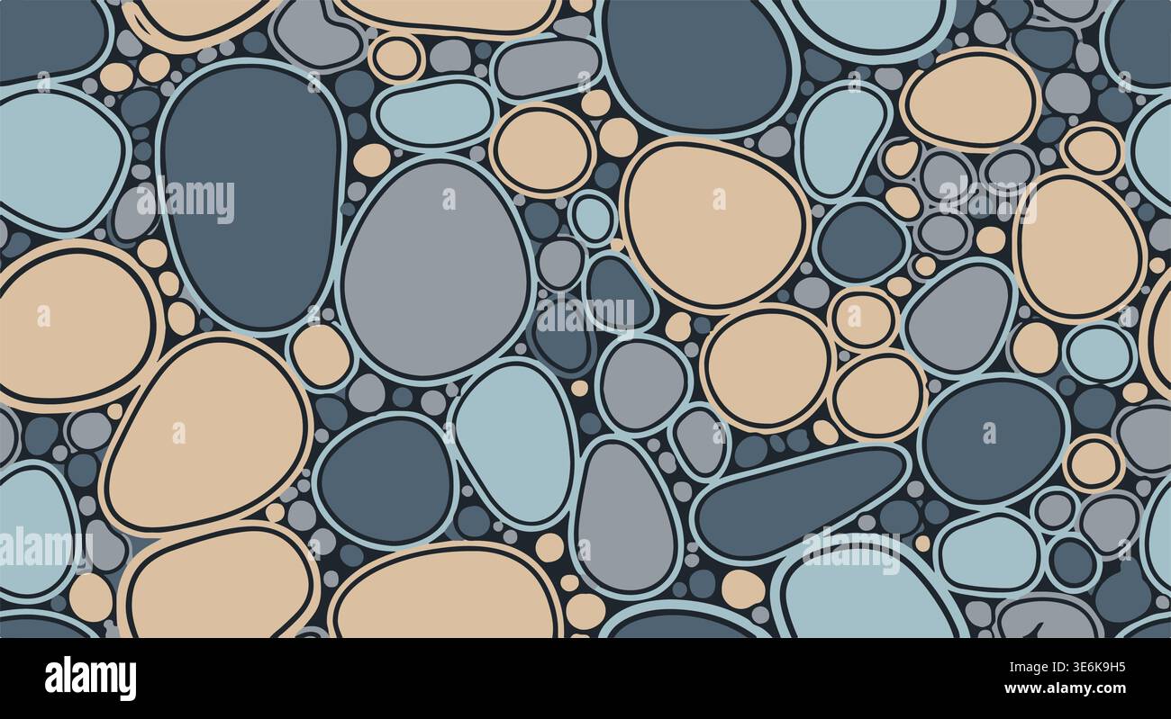 Abstract pebbles pattern vector illustration, decorative stone texture background Stock Vector