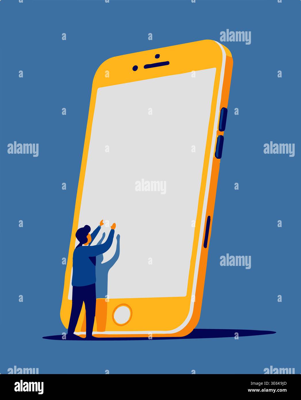 Hand interacting with smartphone vector illustration, modern mobile technology concept Stock Vector