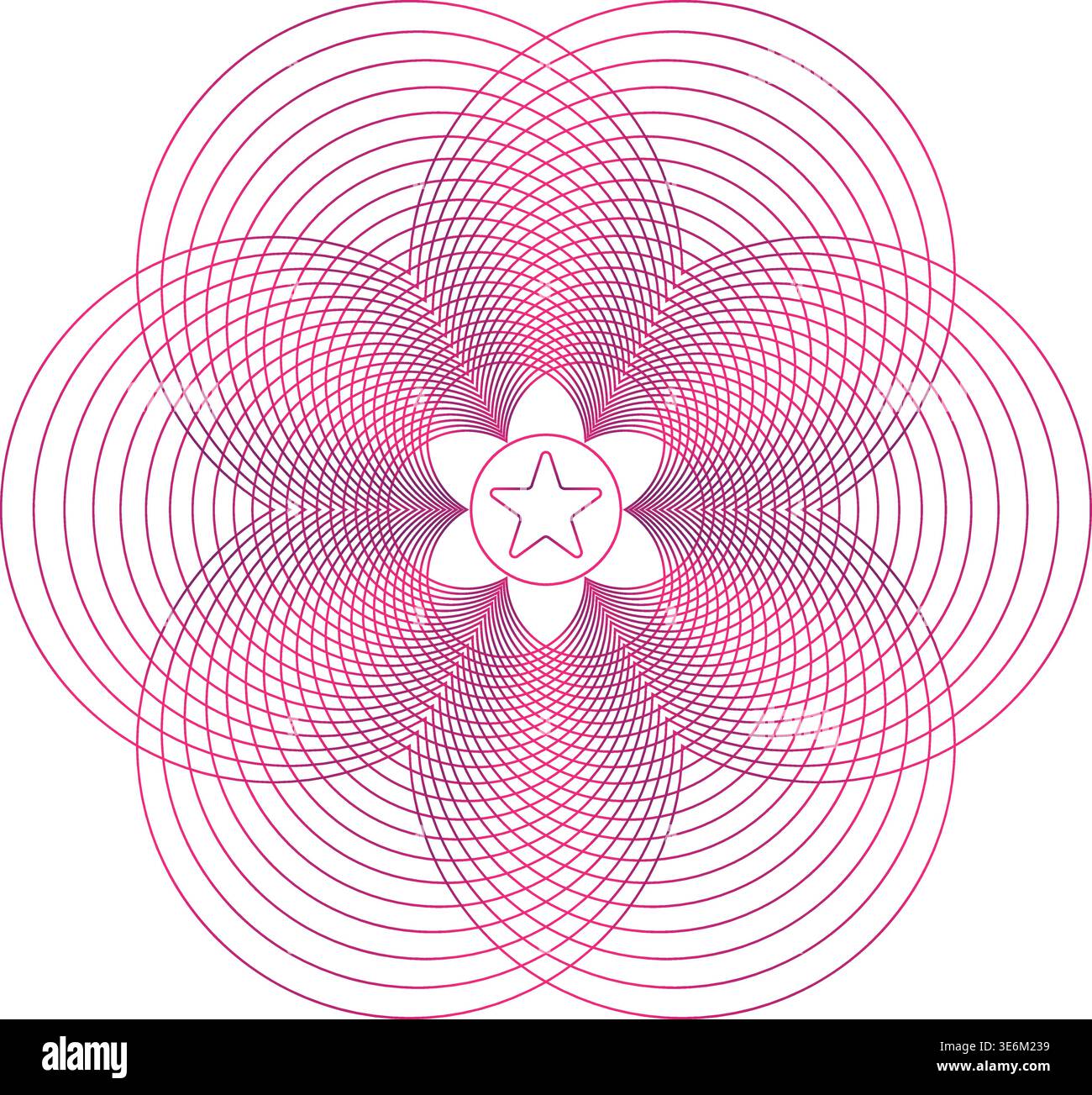 Abstract Geometric Flower Pattern with Intersecting Circles Line Art Stock Vector
