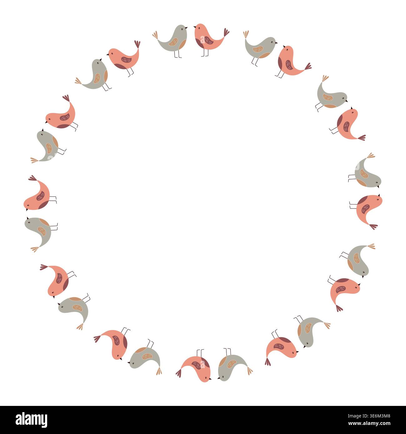 Simple birds wreath on white background. Stock Vector