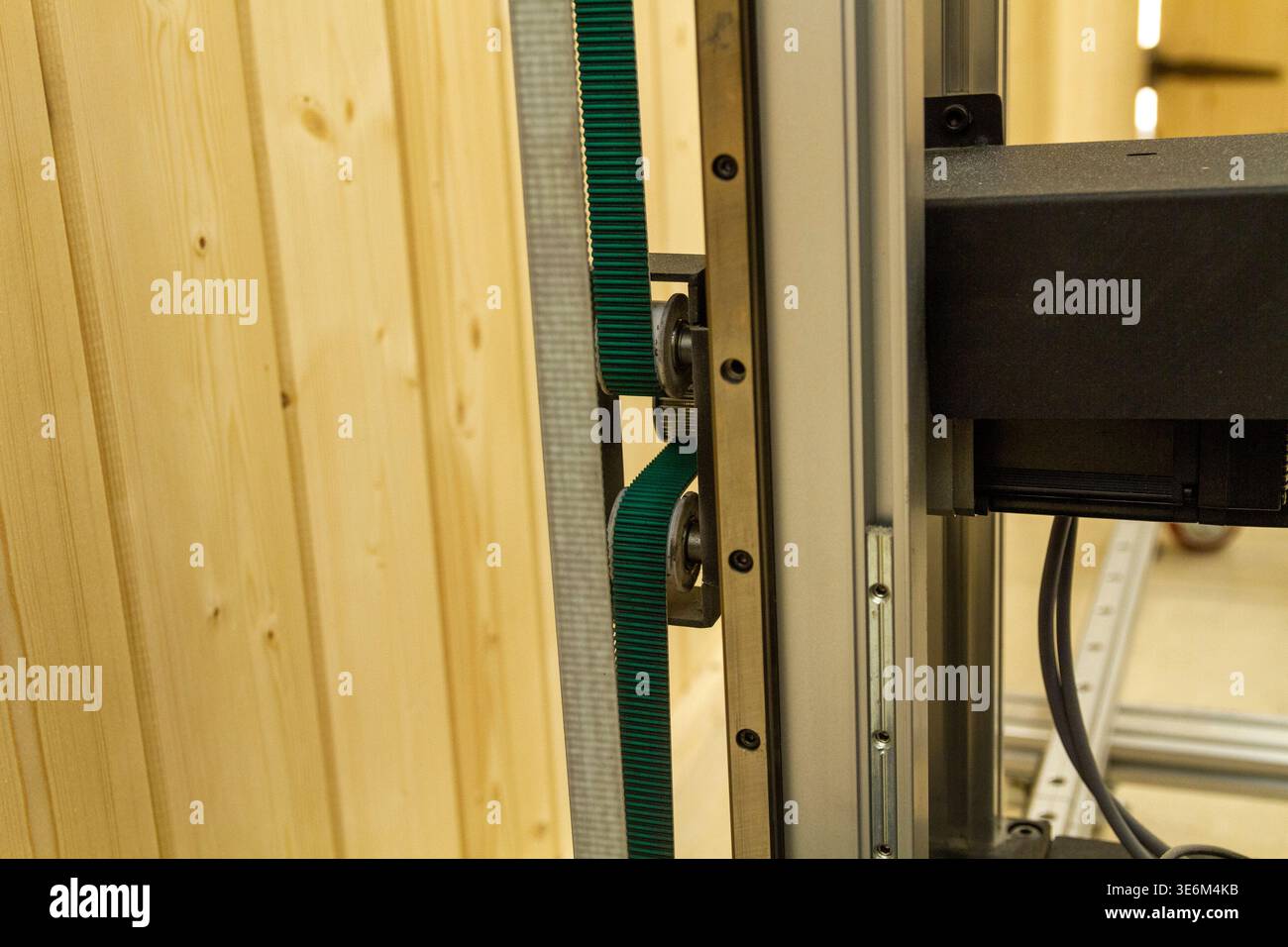 The image displays a close-up of a high-tech industrial or experimental apparatus, likely a component of a 3D printer or specialized imaging system Stock Photo
