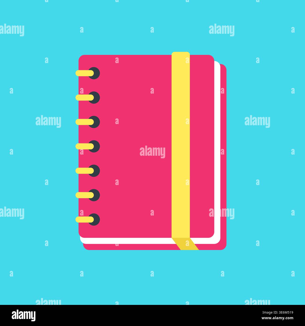Spiral Notebook Planner Flat Minimal Icon Vector Illustration Stock Vector