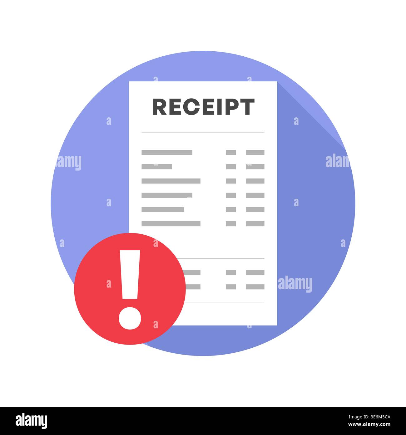 Receipt Warning Icon Financial Document Vector Illustration Stock Vector