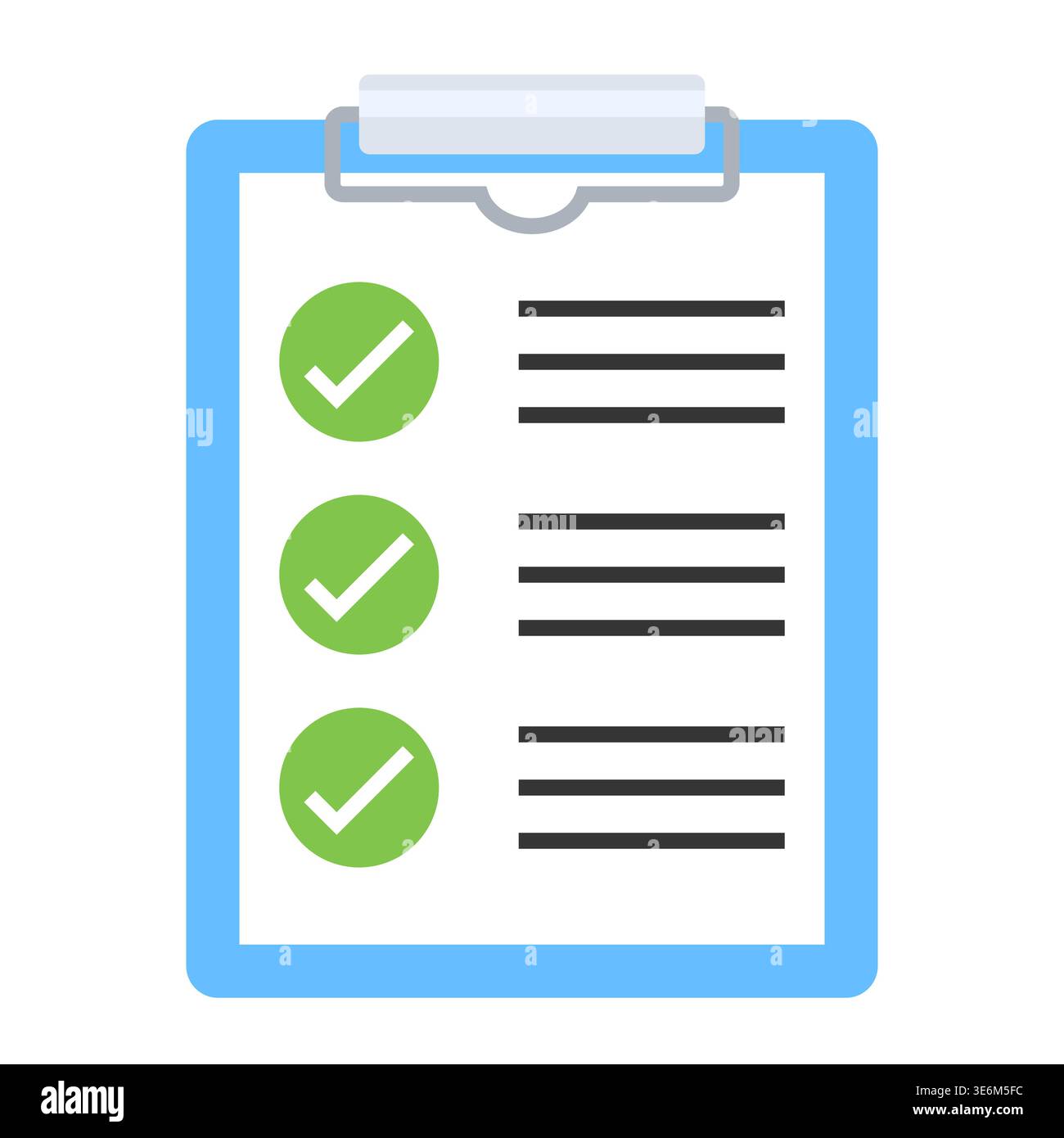 Completed Checklist Clipboard with Green Checkmarks Vector Illustration ...