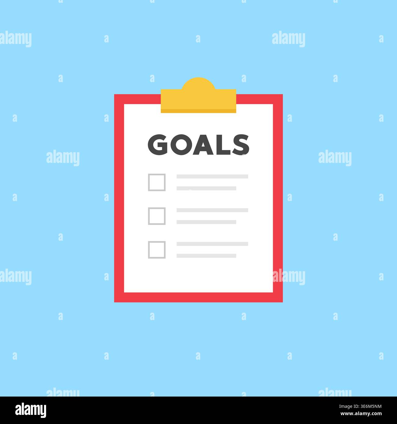 Goals Planning Clipboard Flat Design Vector Illustration Stock Vector