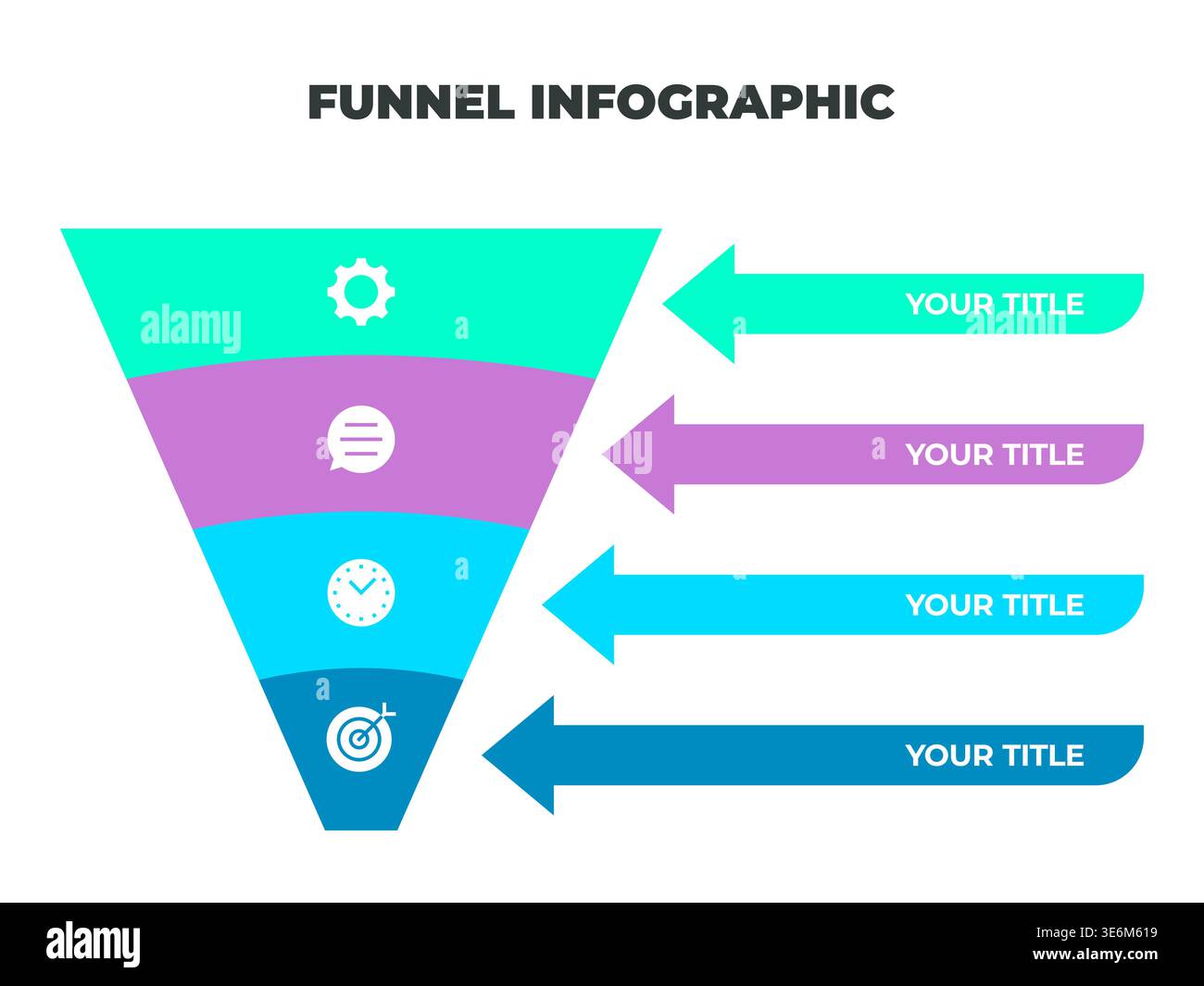 Colorful Funnel Process Infographic Representing Customer Journey from ...