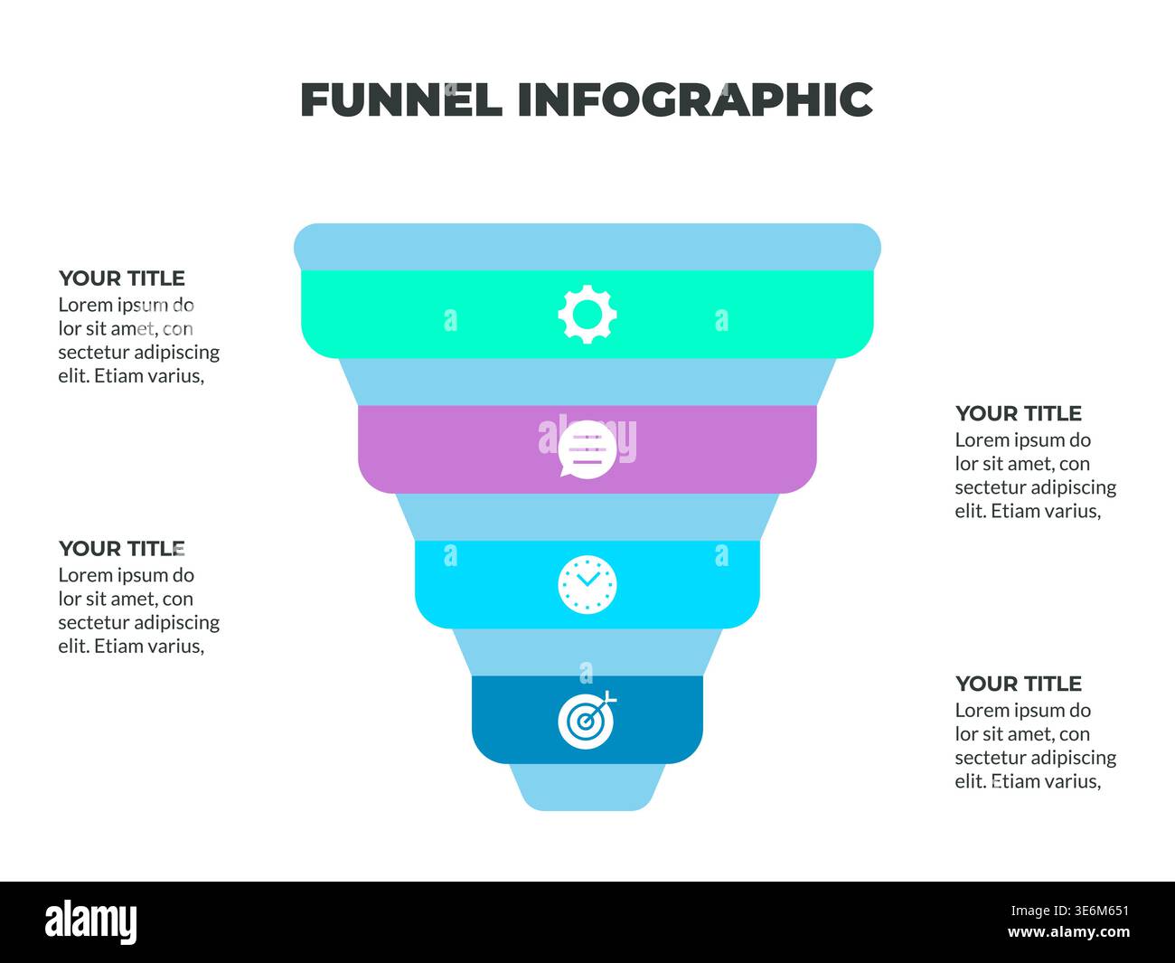 Colorful Funnel Process Infographic Representing Customer Journey from ...