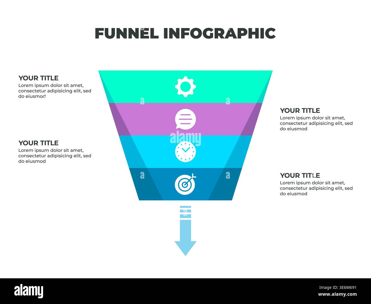 Colorful Funnel Process Infographic Representing Customer Journey from ...