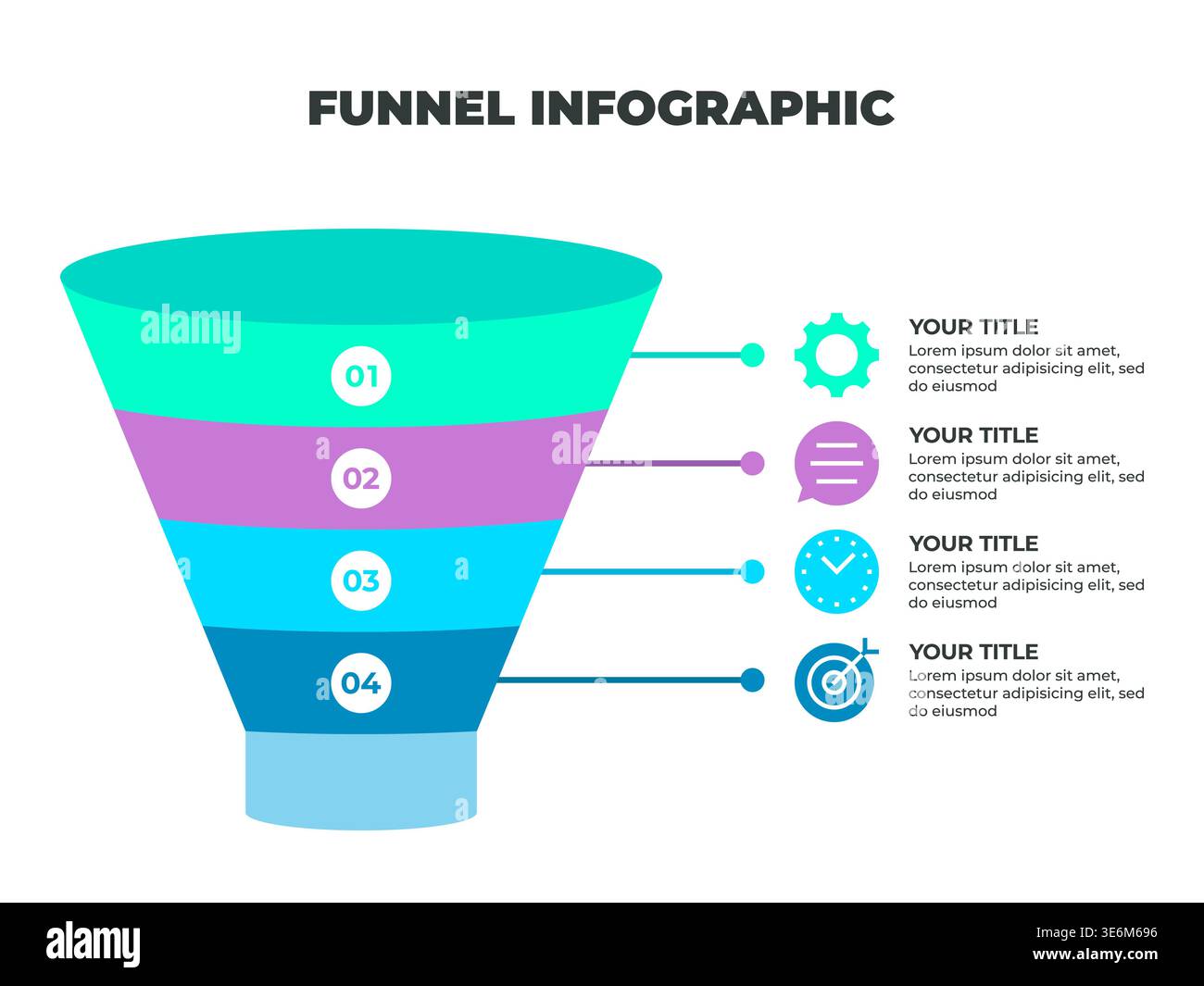 Colorful Funnel Process Infographic Representing Customer Journey from ...