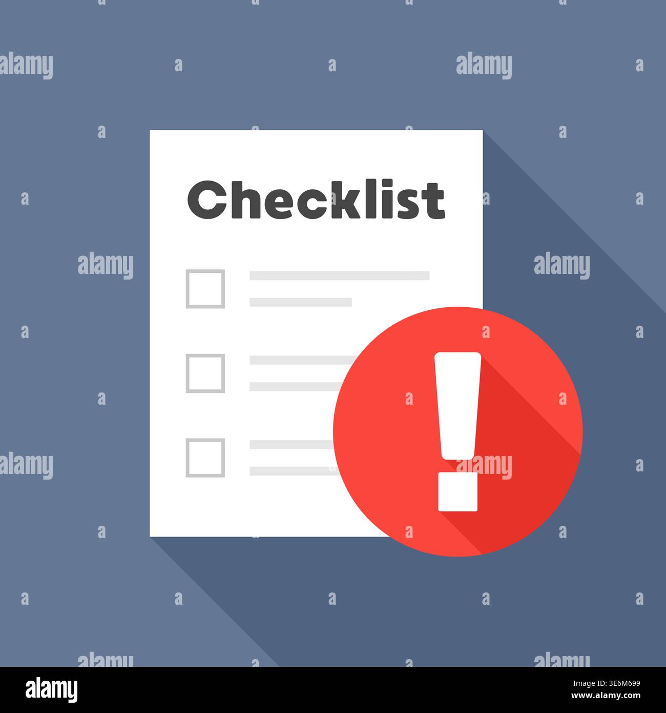 Checklist with Warning Icon Task Alert Concept Vector Illustration Stock Vector