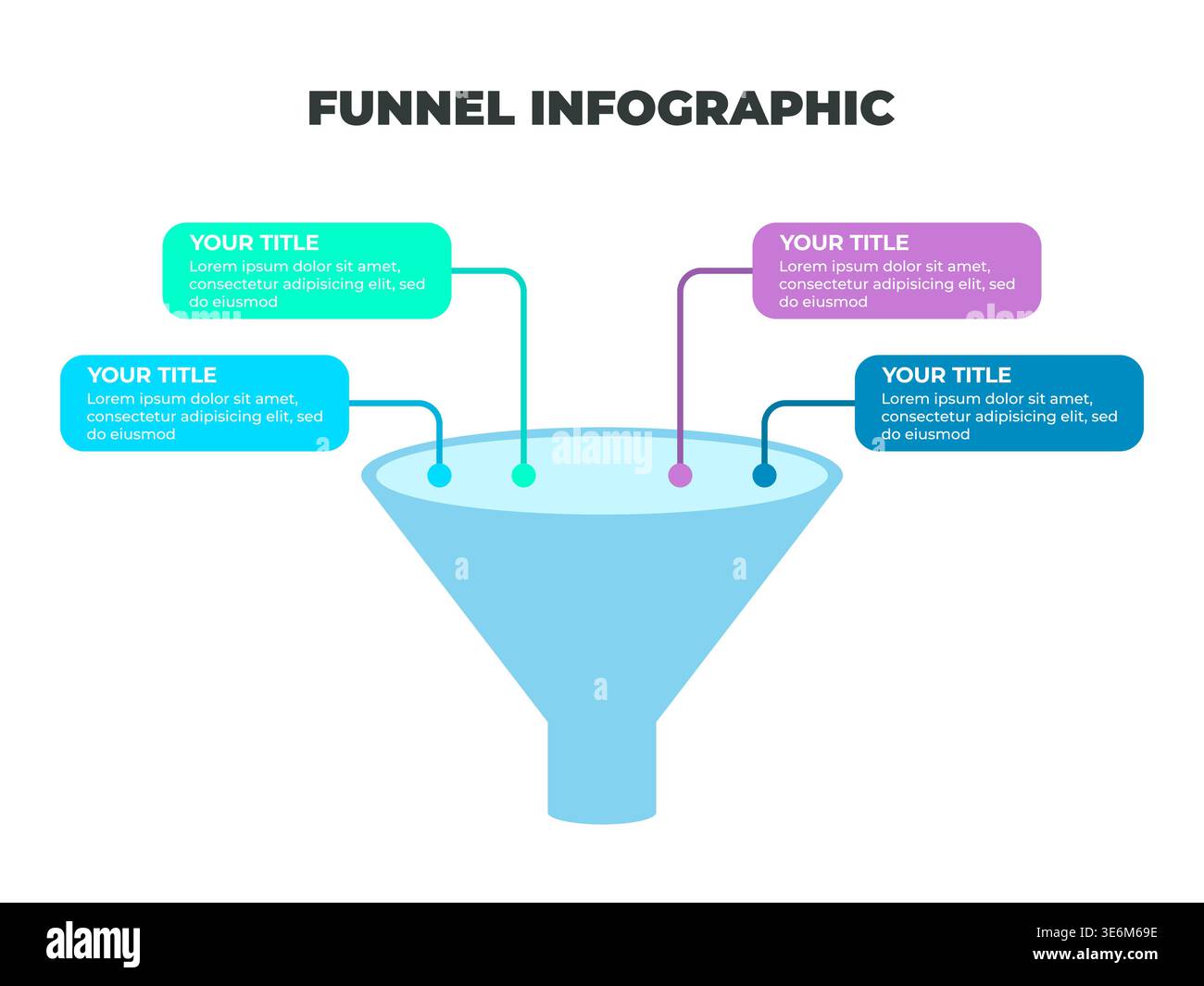 Funnel Process Infographic Examples Colorful Funnel Process Infographic Representing Four Stages of the ...