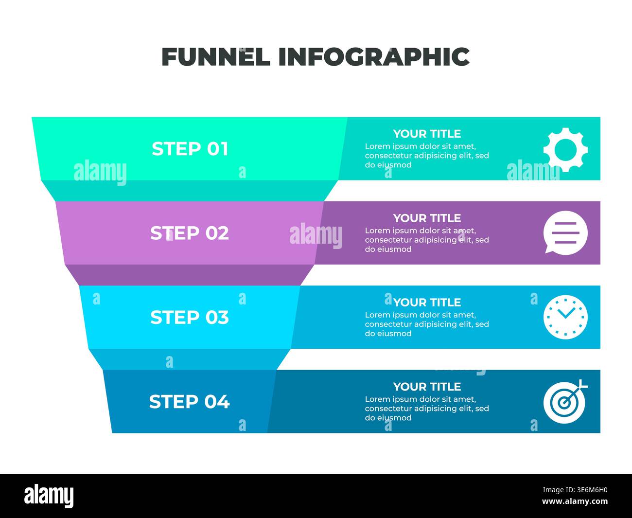 Colorful Funnel Process Infographic Representing Customer Journey from ...